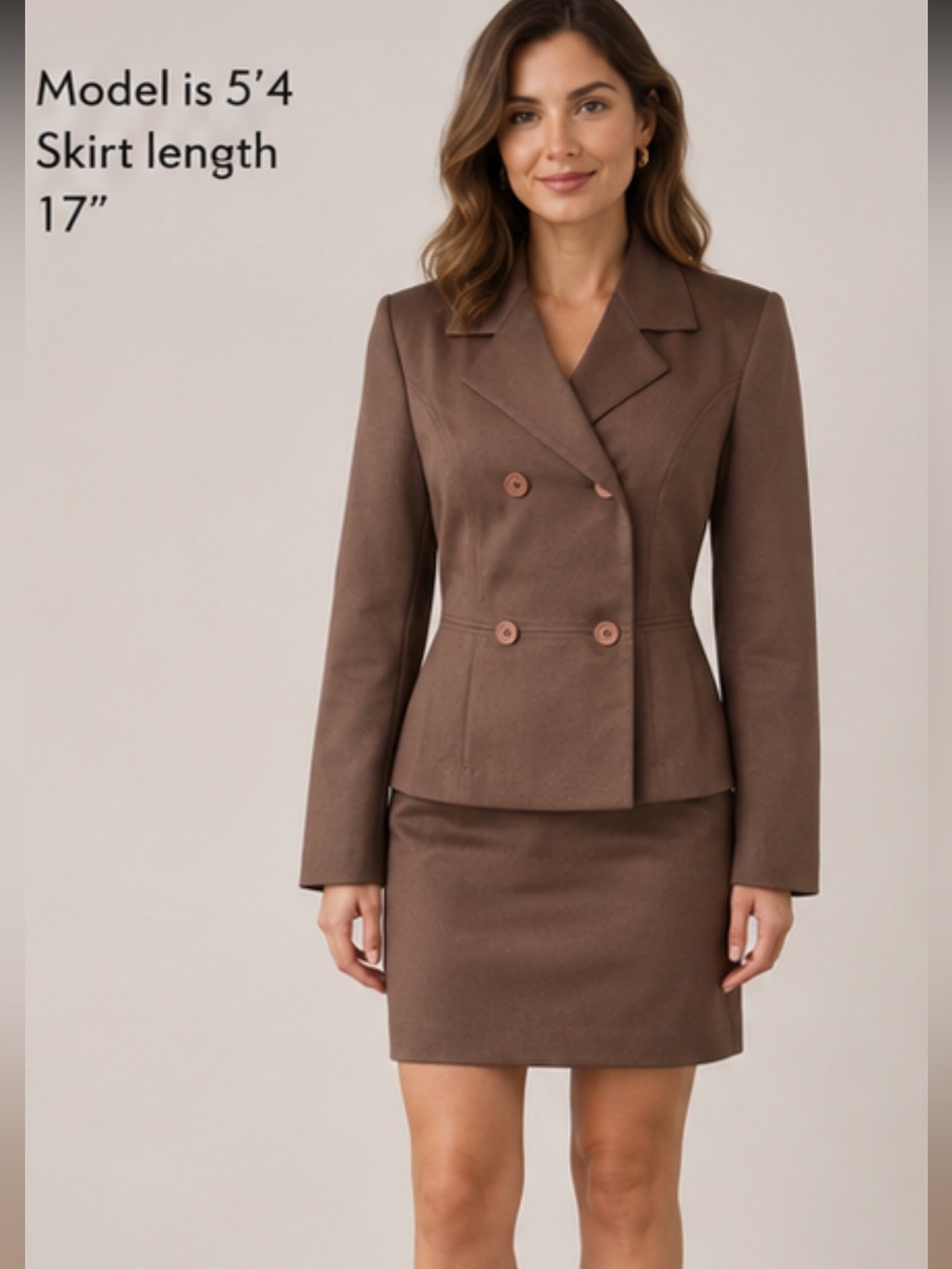 Lola Chocolate Dark Brown 2 Piece Skirt Suit